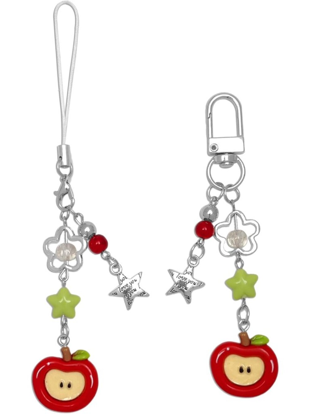 2PCS Cute Phone Charms Aesthetic Y2k Pink Guitar Strawberry Star Phone Straps Ke